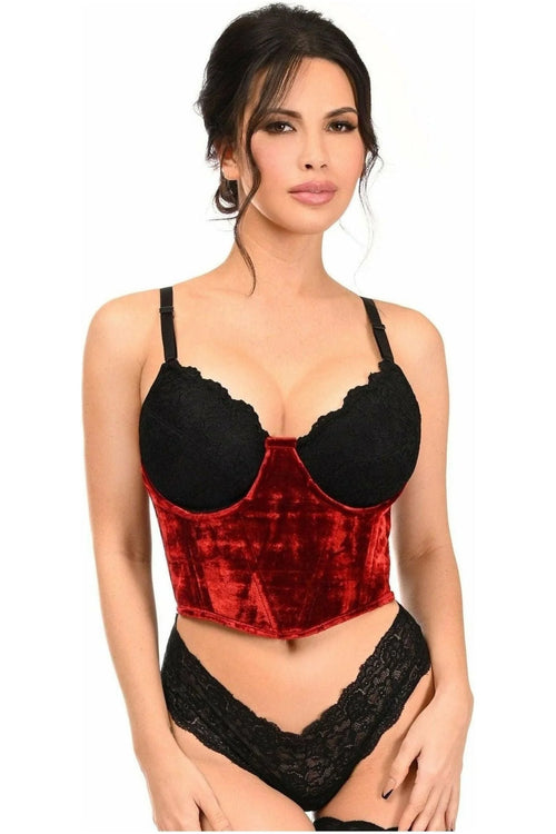 Lavish Red Velvet Underwire Waist Cincher Corset