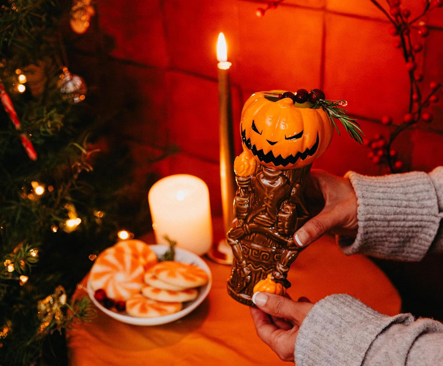 Geeki Tikis Disney The Nightmare Before Christmas Pumpkin King Ceramic Mug | Party Cocktail Tumbler For Liquor and Beverages | Holds 16 Ounces