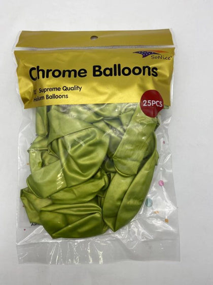 12″ Chrome balloons, 25 PCS | Lime Green