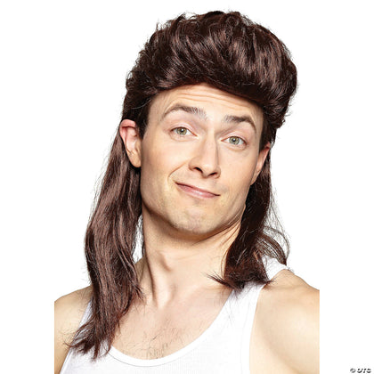 Men's Brown Nightclub Mullet Wig