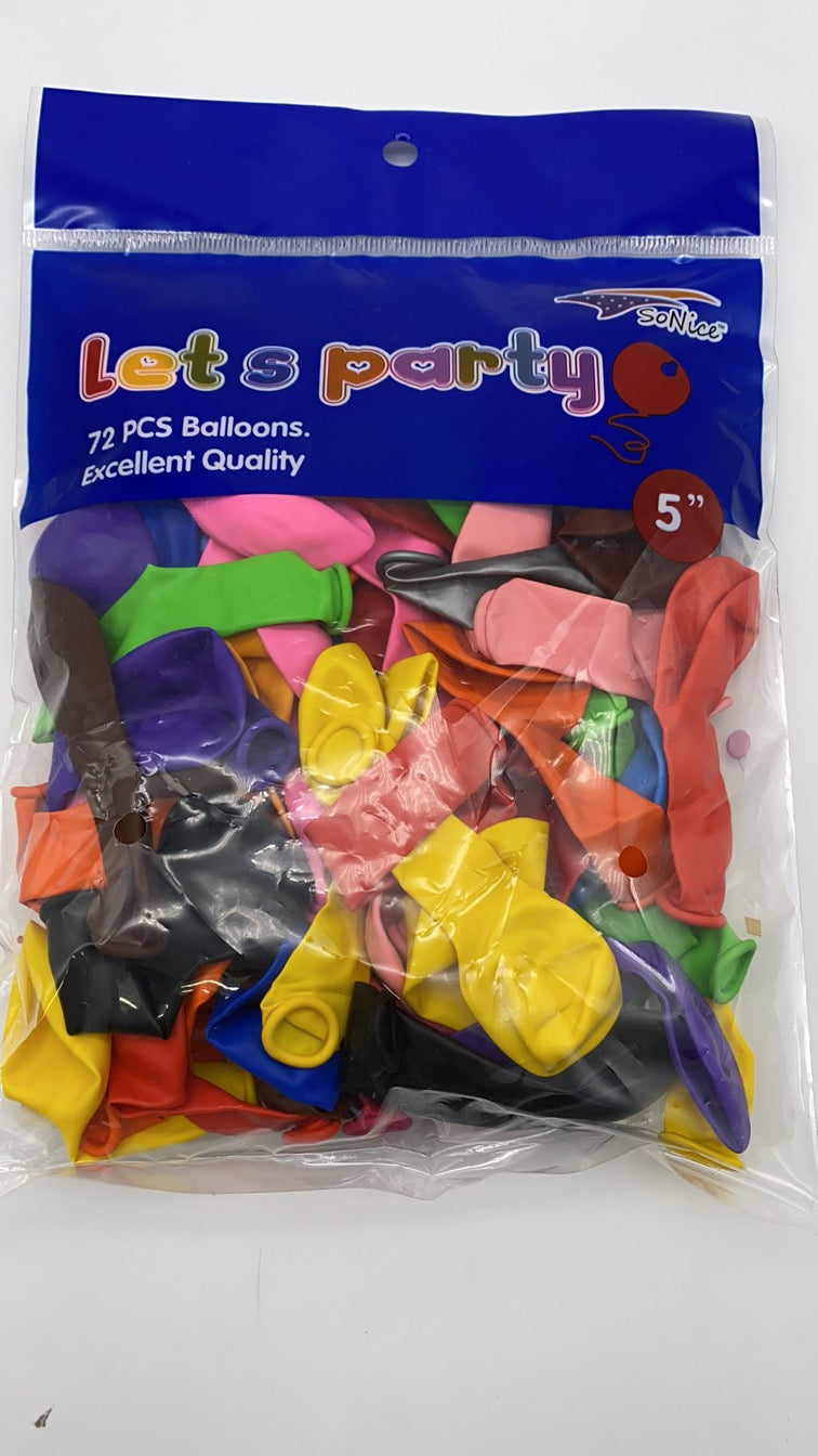 5" Latex Balloons 72pcs/bag | Rainbow Mix