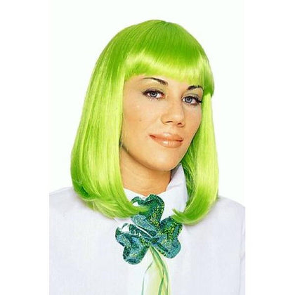 green shoulder length wig with bangs