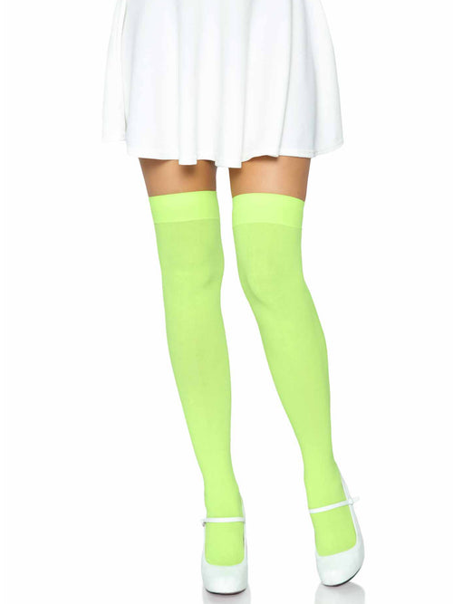 Nylon Thigh High Stockings - Neon Green | Leg Avenue