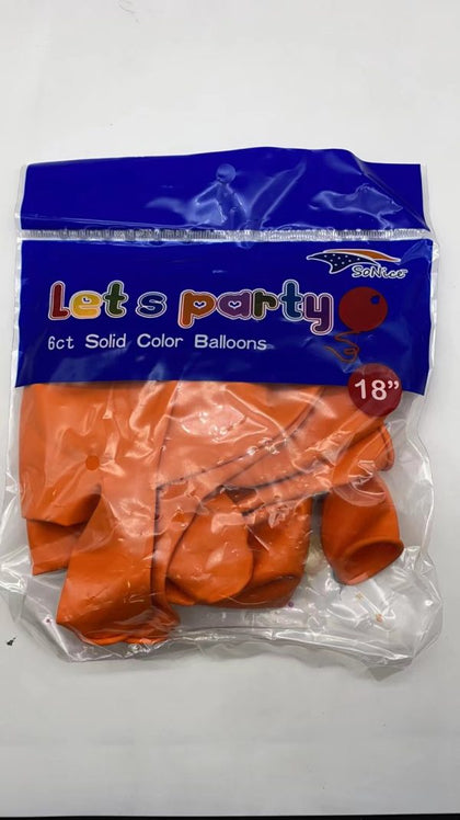 18″ Latex Balloons 6pcs/bag | Orange