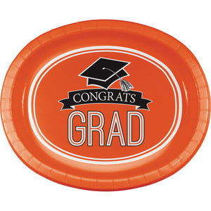 Orange Congrats Grad Oval Paper Plates 8ct | Graduation