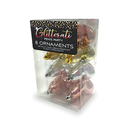 Glitterati Penis Metallic Ornaments 8ct
