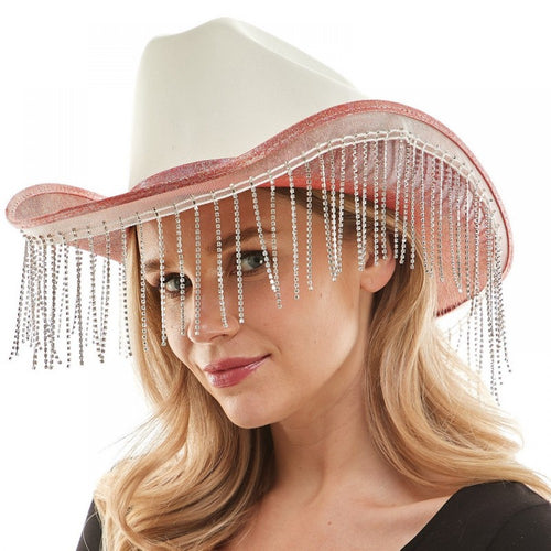 Rhinestone Cowboy Hat | White & Pink