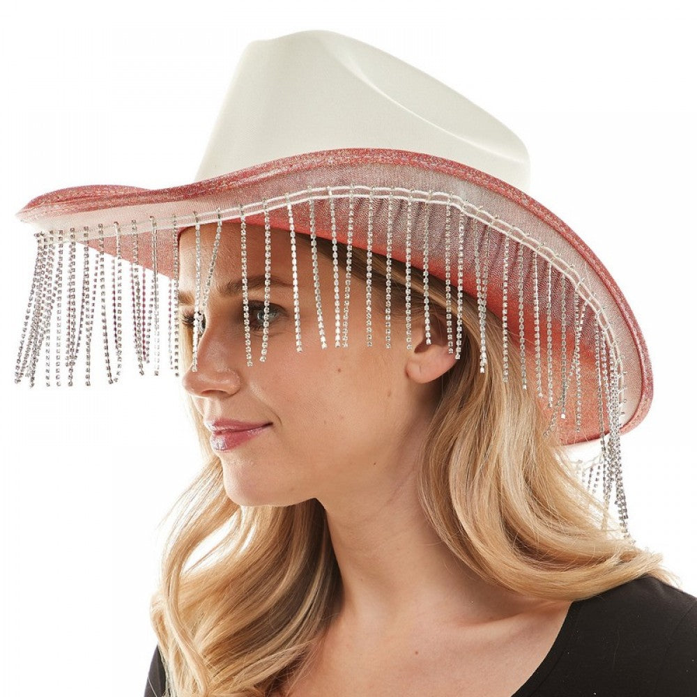 Rhinestone Cowboy Hat | White & Pink