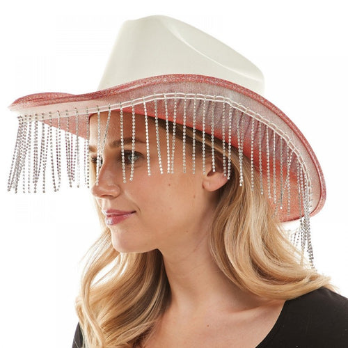 Rhinestone Cowboy Hat | White & Pink