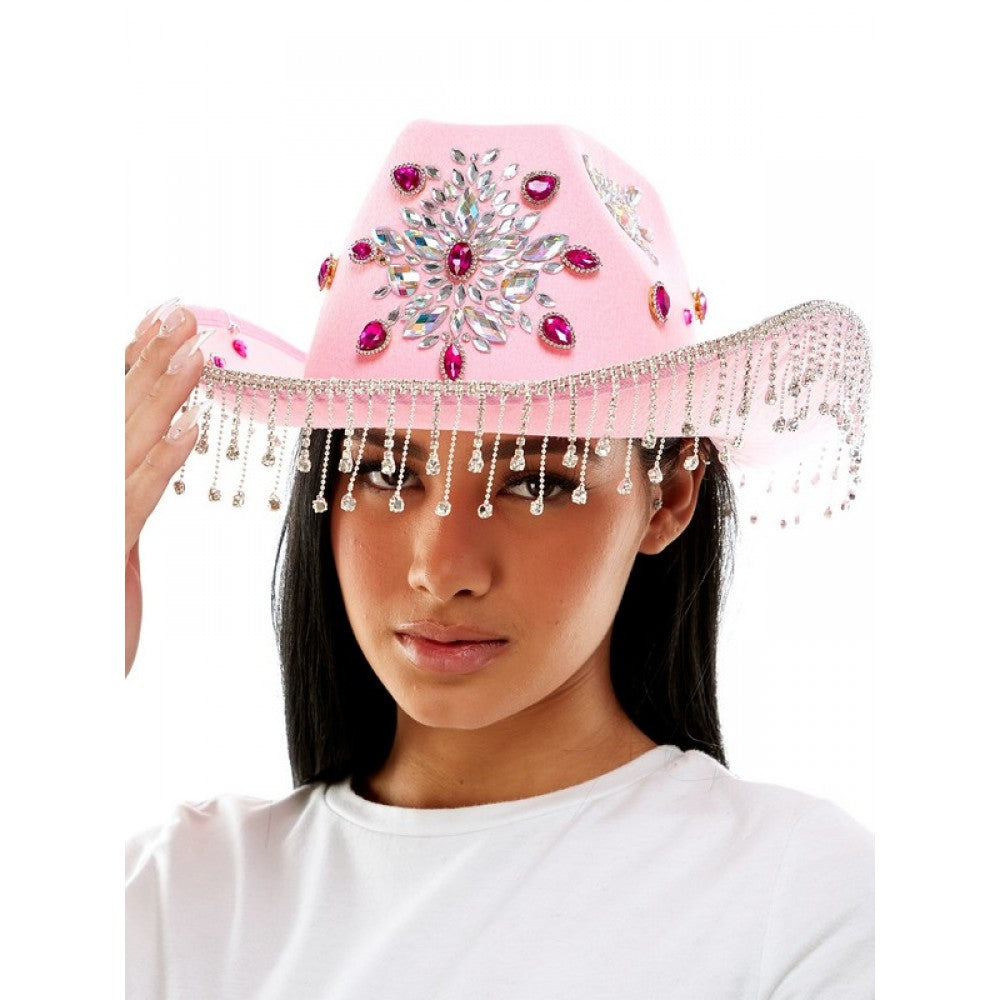 Pink Rhinestone Gem Cowboy Hat