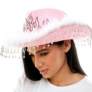 Rhinestone Flame Cowboy Hat | Pink