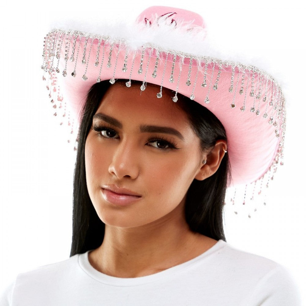 Rhinestone Flame Cowboy Hat | Pink