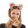 Pink Flower Bear Ears Headband