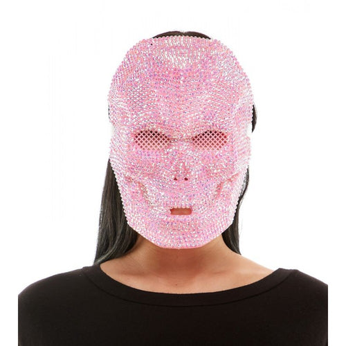 Pink Rhinestone Skull Mask