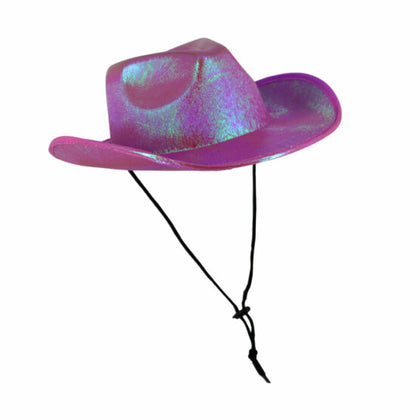 METALLIC COWBOY HAT WITH TIE-UP STRING | Light Pink