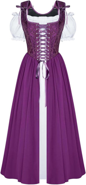 Brocade Corset Bodice Overdress & Shirt | Purple
