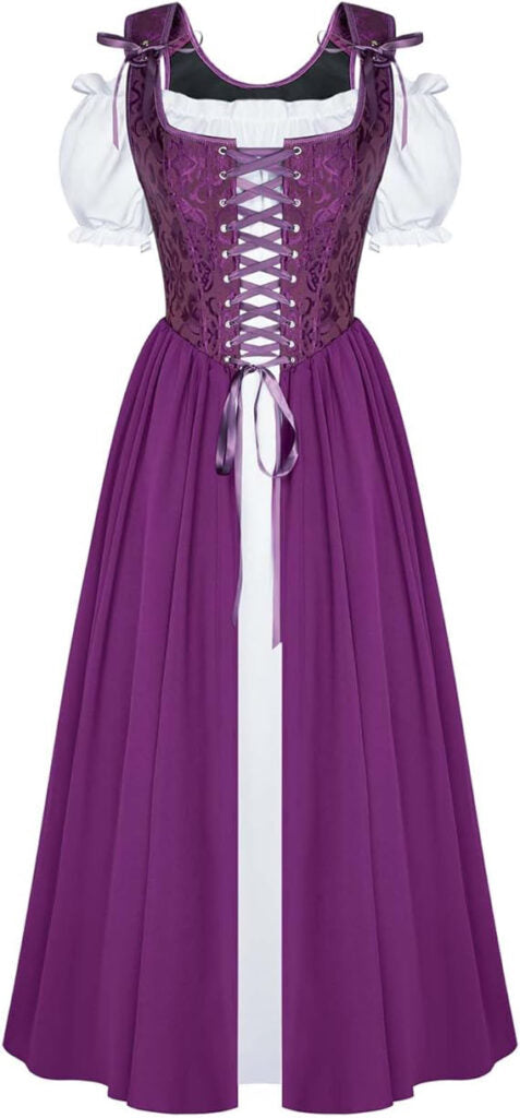Brocade Corset Bodice Overdress & Shirt | Purple