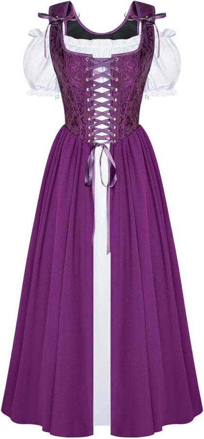 Brocade Corset Bodice Overdress & Shirt | Purple