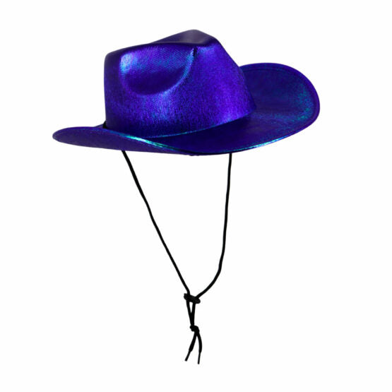 METALLIC COWBOY HAT WITH TIE-UP STRING | Purple