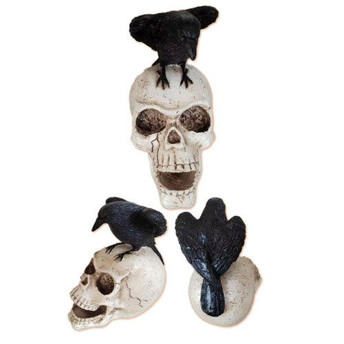 4.75" Skull w/ Raven Decor