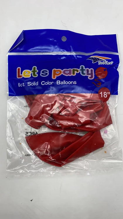 18″ Latex Balloons 6pcs/bag | Red