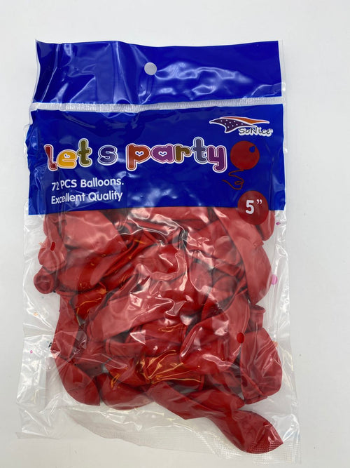 5" Latex Balloons 72pcs/bag | Red