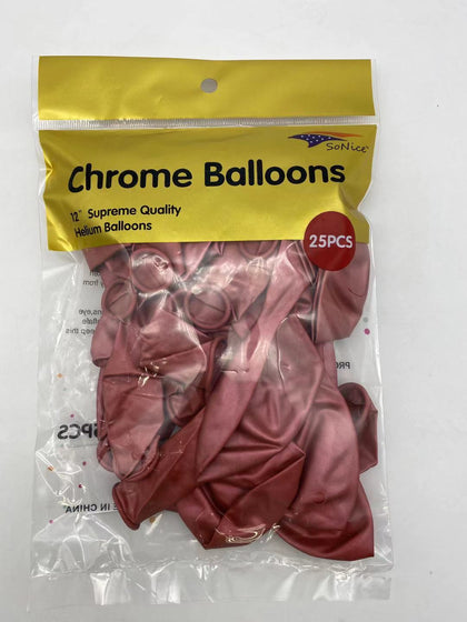 12″ Chrome balloons, 25 PCS | Chrome Red
