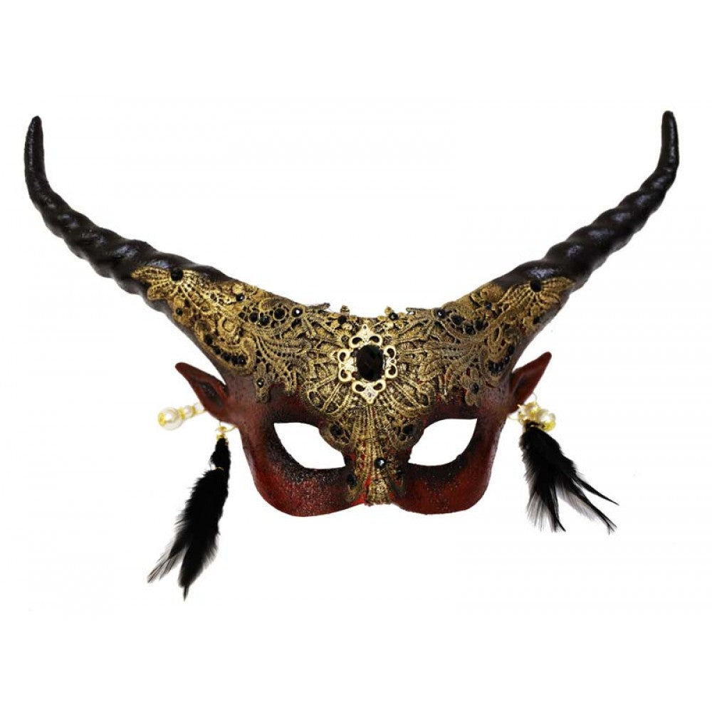 Horned Devil Half-Face Mask | Red