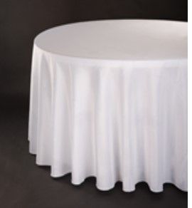 120in Round Polyester Fabric Tablecloth | White