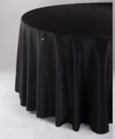 120in Round Polyester Fabric Tablecloth | Black