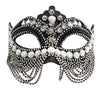 Black Jeweled Mask with Chains & Pearls