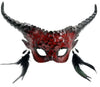 Red Feather Voodoo Mask with Antlers