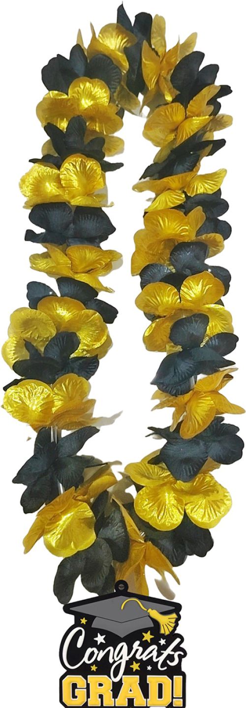 Grad Lei with Pendant | Black & Gold