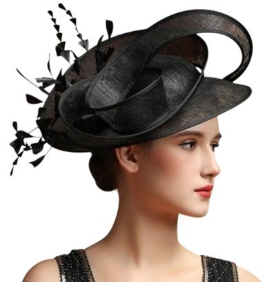 Black Sculptural Fascinator with Feathers