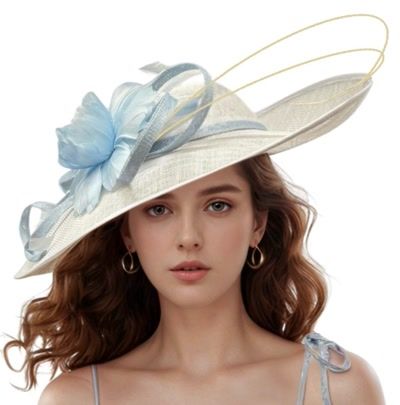 White Floral Wide-Brim Fascinator