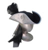 Silver Pirate Hat with Veil & Feather