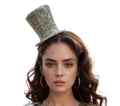 Silver Rhinestone Mini-Hat Headband