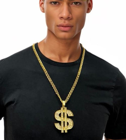 Oversized Bling Dollar Sign Necklace