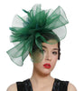 Elegant Green Mesh Fascinator with Feather Accents