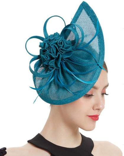 Chic Teal Floral Fascinator with Bow Detail