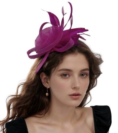 Classic Pink Feather Fascinator with Looped Bow Accents