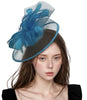 Blue Feather Fascinator with Mesh Accent