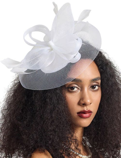 Elegant White Bow Fascinator