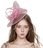 Elegant PinkFloral Fascinator with Ribbon and Bead Accents