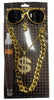 Packaged Golden Gangster Kit with sunglasses, necklace, and vape on a black background