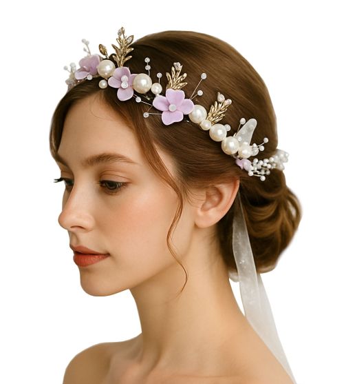 Purple Flower & Pearl Fairytail Headband