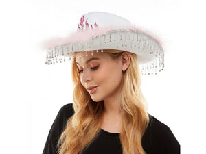 Rhinestone Flame Cowboy Hat | White