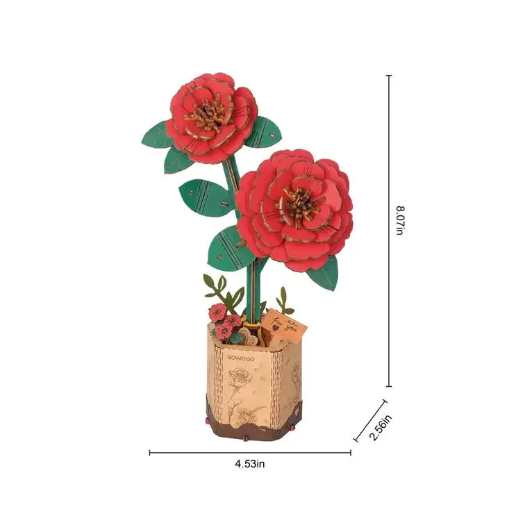 Modern Wooden Puzzle | Red Camelia