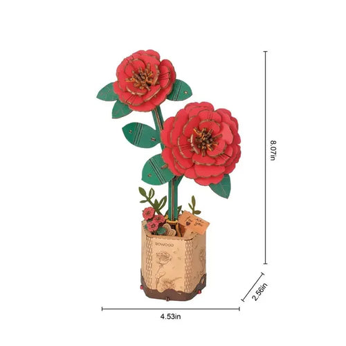 Modern Wooden Puzzle | Red Camelia