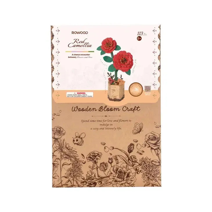 Modern Wooden Puzzle | Red Camelia